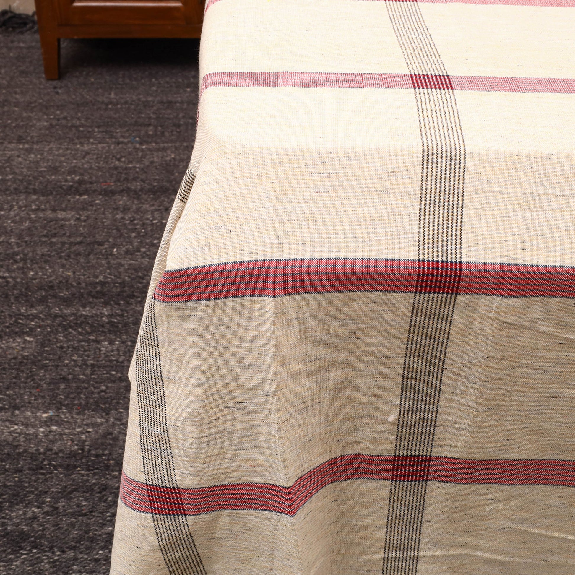 Beige - Plain Cotton Double Handloom Bed Cover (98 x 90 in) 20