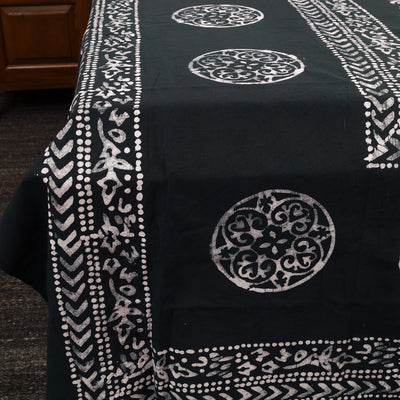 Black - Cotton Double Hand Batik Print Bed Sheet Set 17