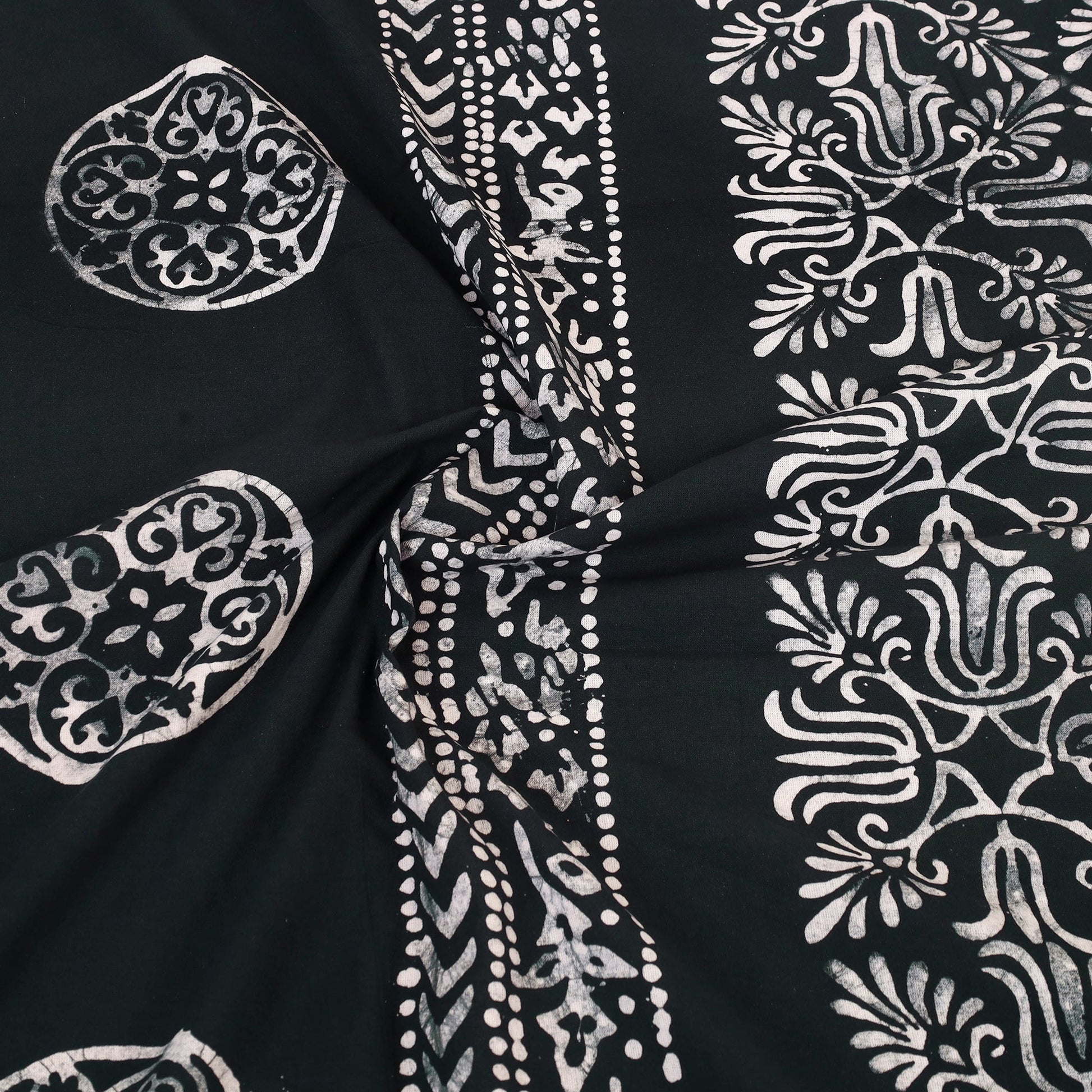 Black - Cotton Double Hand Batik Print Bed Sheet Set 17