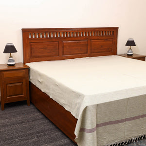 Beige - Plain Cotton Double Handloom Bed Cover (98 x 90 in) 24