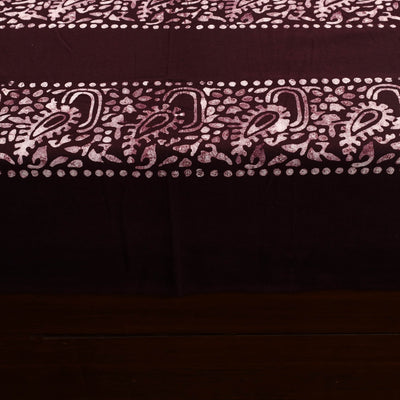 Brown - Cotton Double Hand Batik Print Bed Sheet Set 20