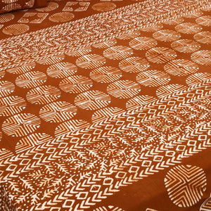 Brown - Cotton Double Hand Batik Print Bed Sheet Set  22