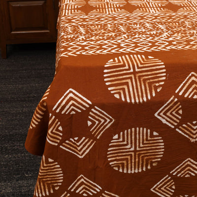 Brown - Cotton Double Hand Batik Print Bed Sheet Set  22
