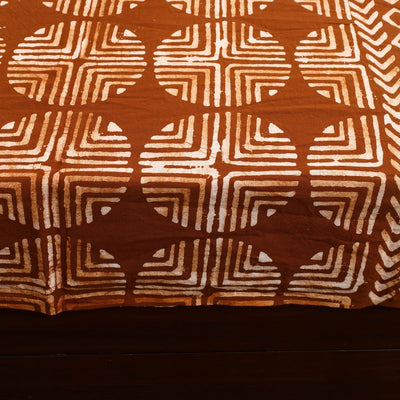 Brown - Cotton Double Hand Batik Print Bed Sheet Set  22