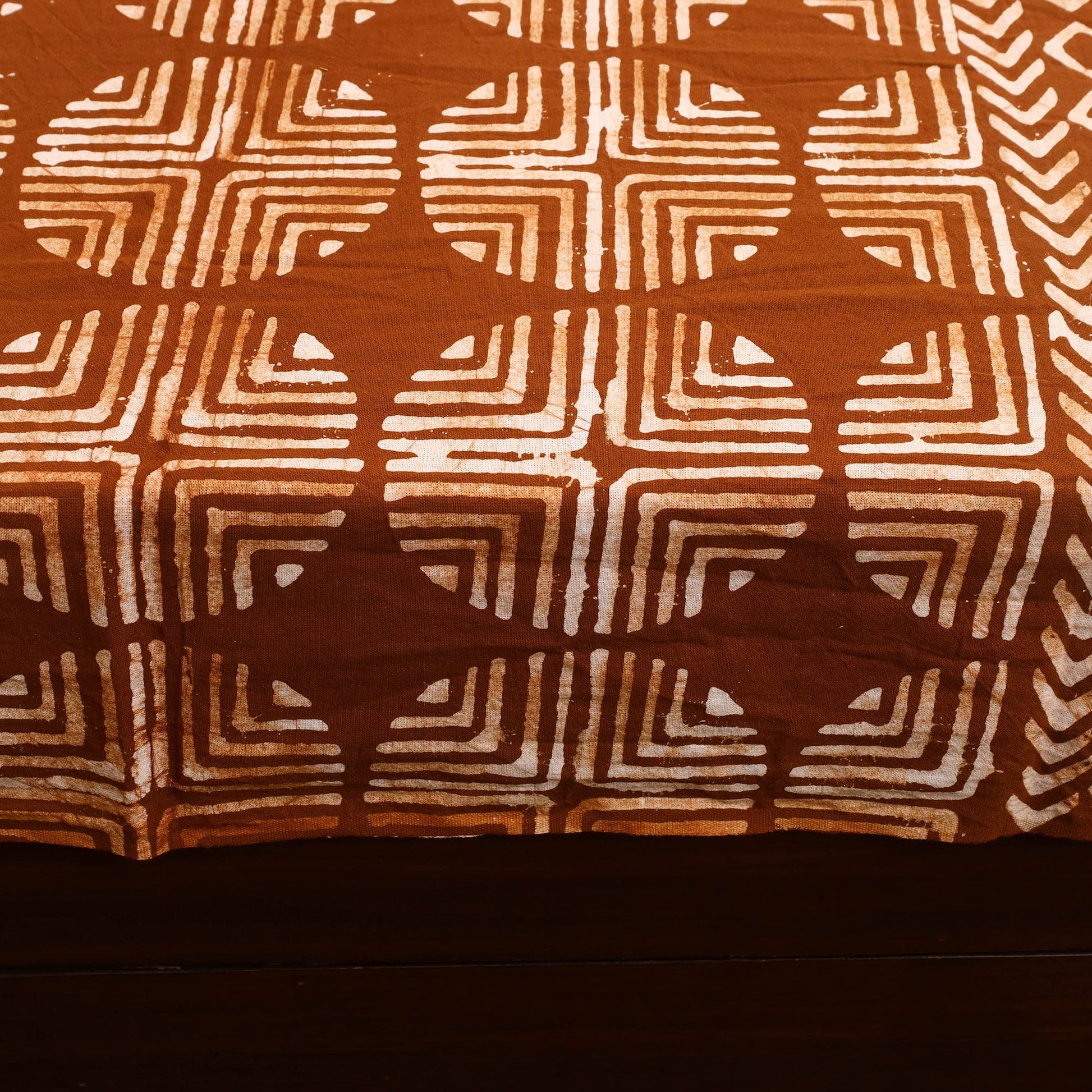 Brown - Cotton Double Hand Batik Print Bed Sheet Set  22
