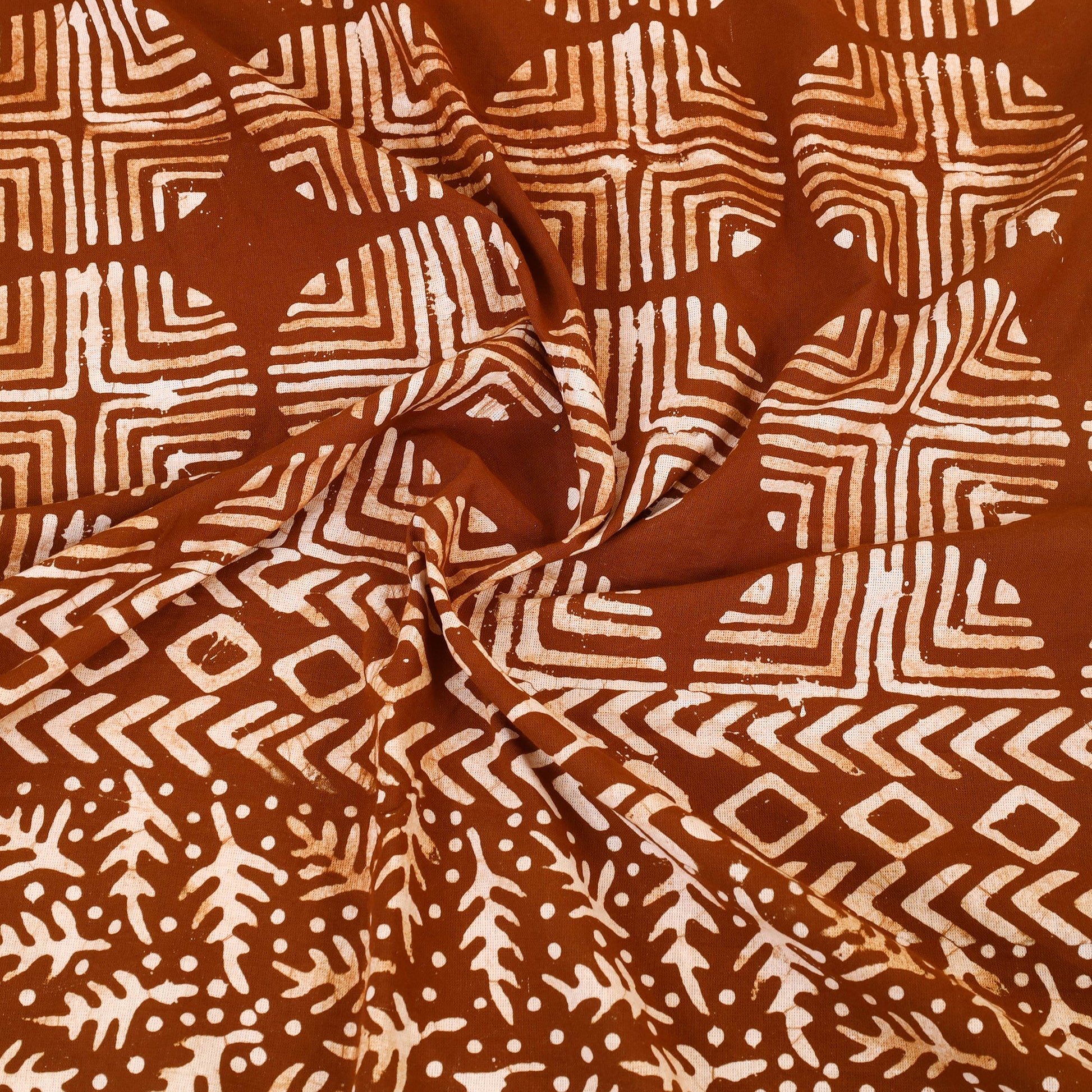 Brown - Cotton Double Hand Batik Print Bed Sheet Set  22