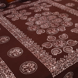 Brown - Cotton Double Hand Batik Print Bed Sheet Set 23