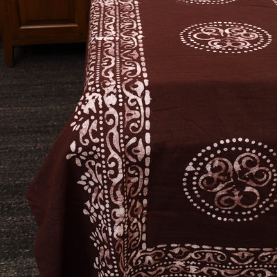 Brown - Cotton Double Hand Batik Print Bed Sheet Set 23