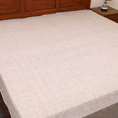 Beige - Plain Cotton Double Handloom Bed Cover (98 x 90 in) 30