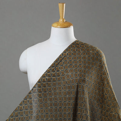 Brown - Ajrakh Hand Block Printed Mul Cotton Fabric