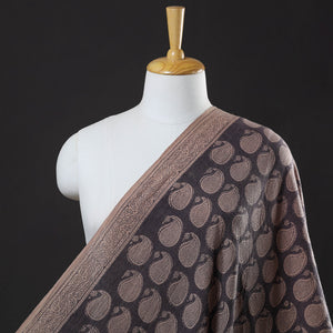 Black - Bagh Block Printed Merino Wool Handloom Fabric