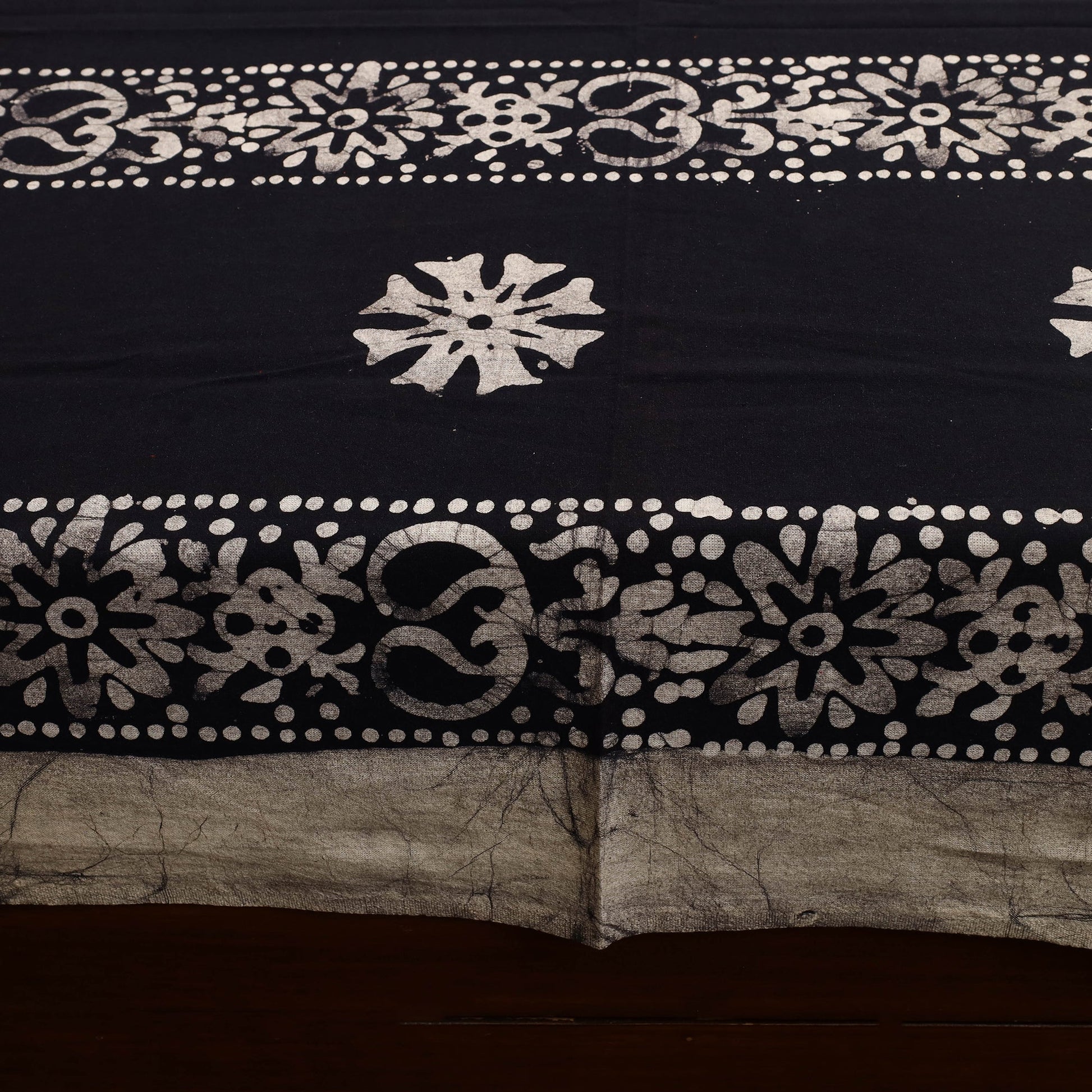 Black - Cotton Double Hand Batik Print Bed Sheet Set 28