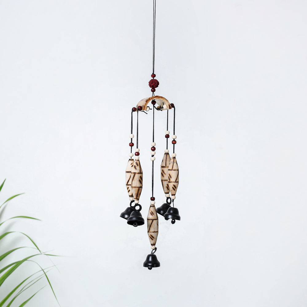 5 Bells - Hand Carved Khamhar Wood Wind Chimes