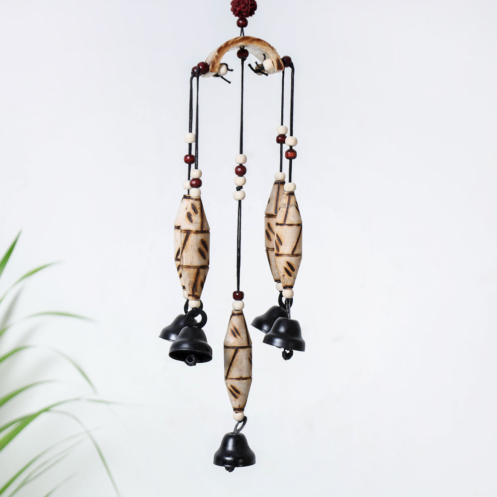 5 Bells - Hand Carved Khamhar Wood Wind Chimes