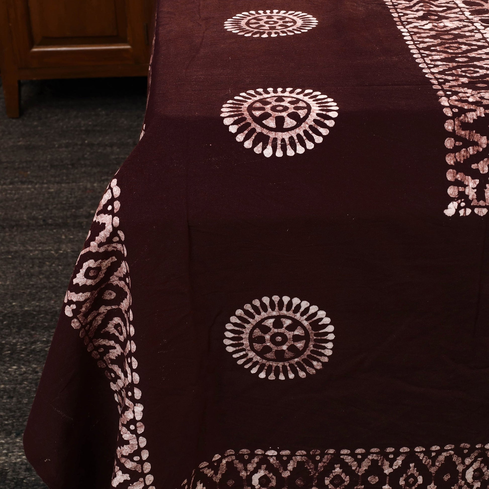 Brown - Cotton Double Hand Batik Print Bed Sheet Set 31