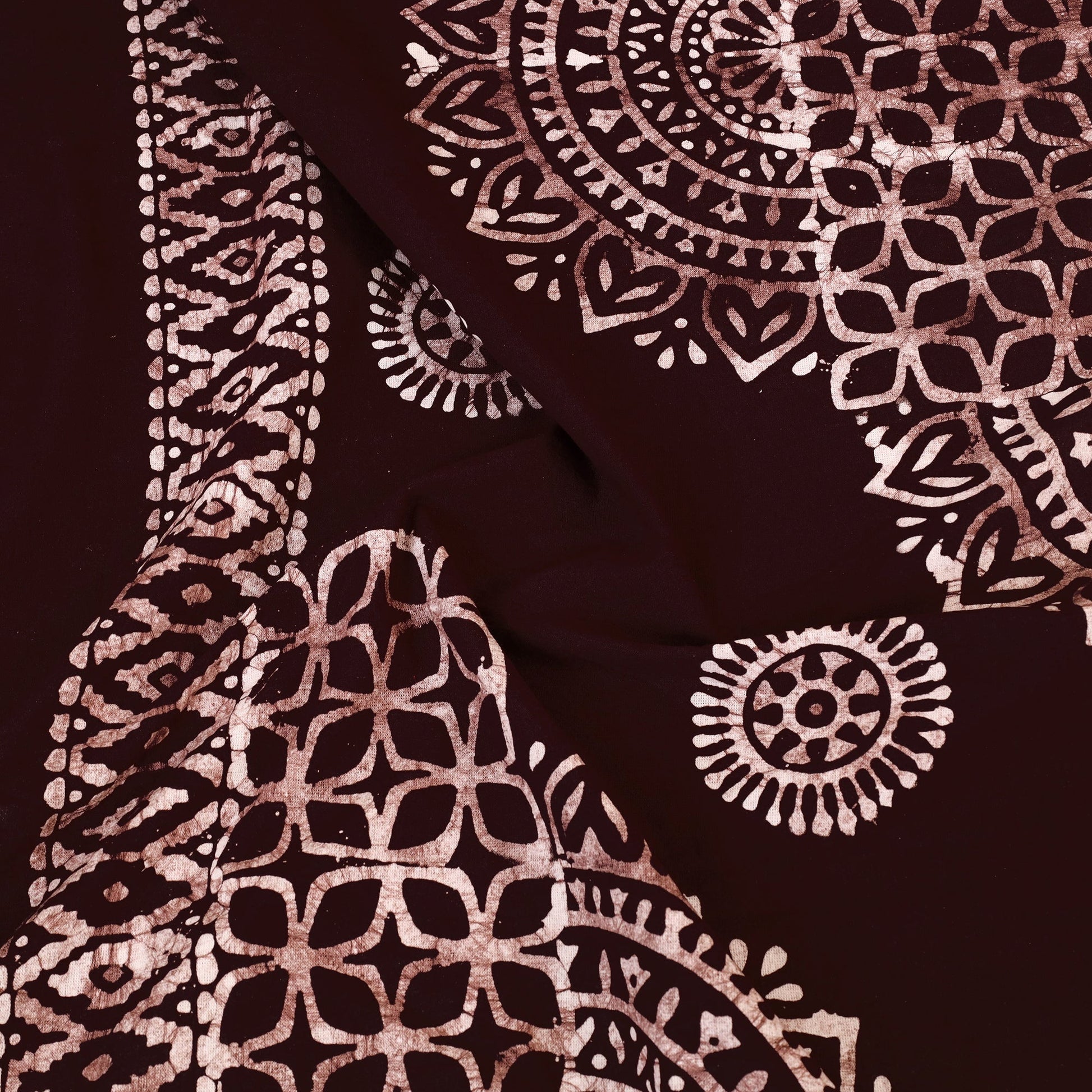 Brown - Cotton Double Hand Batik Print Bed Sheet Set 31