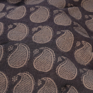 Black - Bagh Block Printed Merino Wool Handloom Fabric