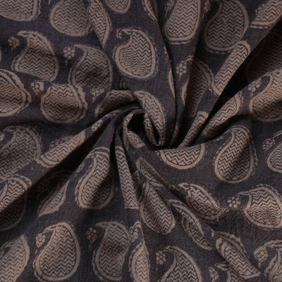 Black - Bagh Block Printed Merino Wool Handloom Fabric