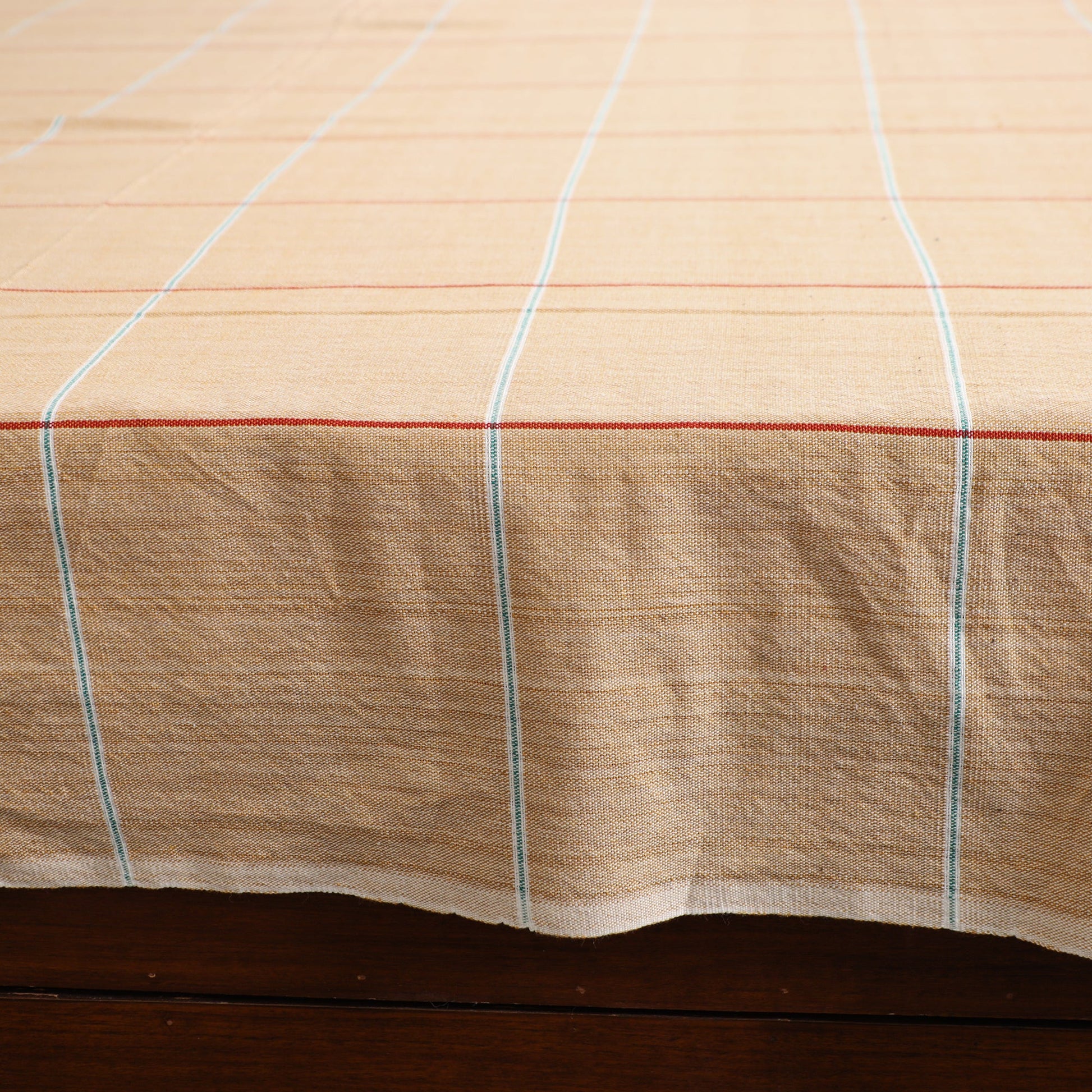 Beige - Pure Handloom Cotton Double Bed Cover (108 x 90 in) 07