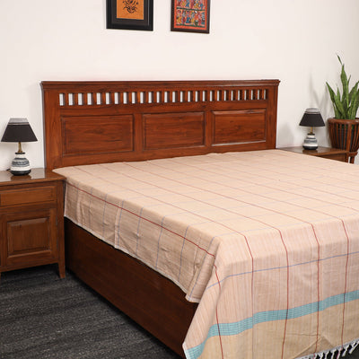 Beige - Pure Handloom Cotton Double Bed Cover (108 x 90 in) 10