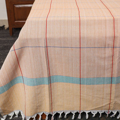 Beige - Pure Handloom Cotton Double Bed Cover (108 x 90 in) 10