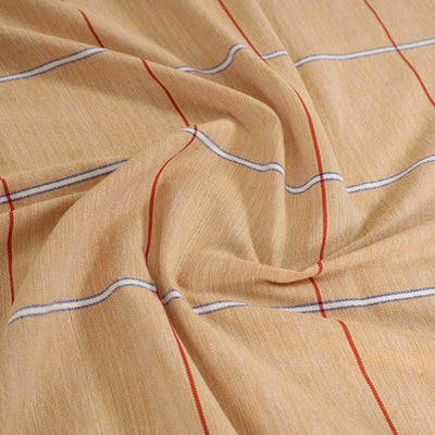 Beige - Pure Handloom Cotton Double Bed Cover (108 x 90 in) 11