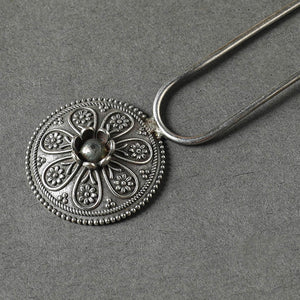 Antique Silver Finish Oxidised Brass Base Juda Pin
