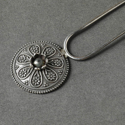 Antique Silver Finish Oxidised Brass Base Juda Pin