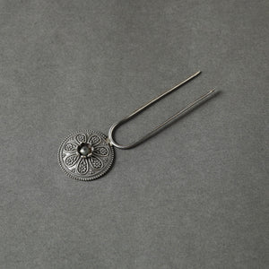 Antique Silver Finish Oxidised Brass Base Juda Pin
