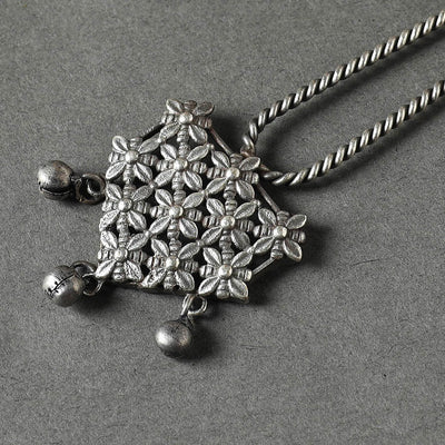 Antique Silver Finish Oxidised Brass Base Juda Pin