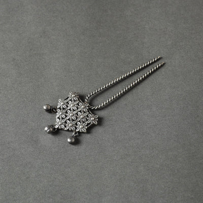 Antique Silver Finish Oxidised Brass Base Juda Pin