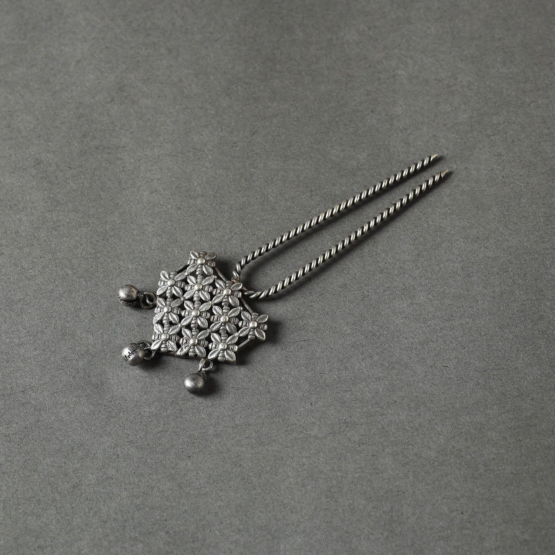 Antique Silver Finish Oxidised Brass Base Juda Pin