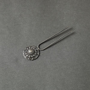 Antique Silver Finish Oxidised Brass Base Juda Pin