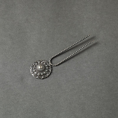 Antique Silver Finish Oxidised Brass Base Juda Pin