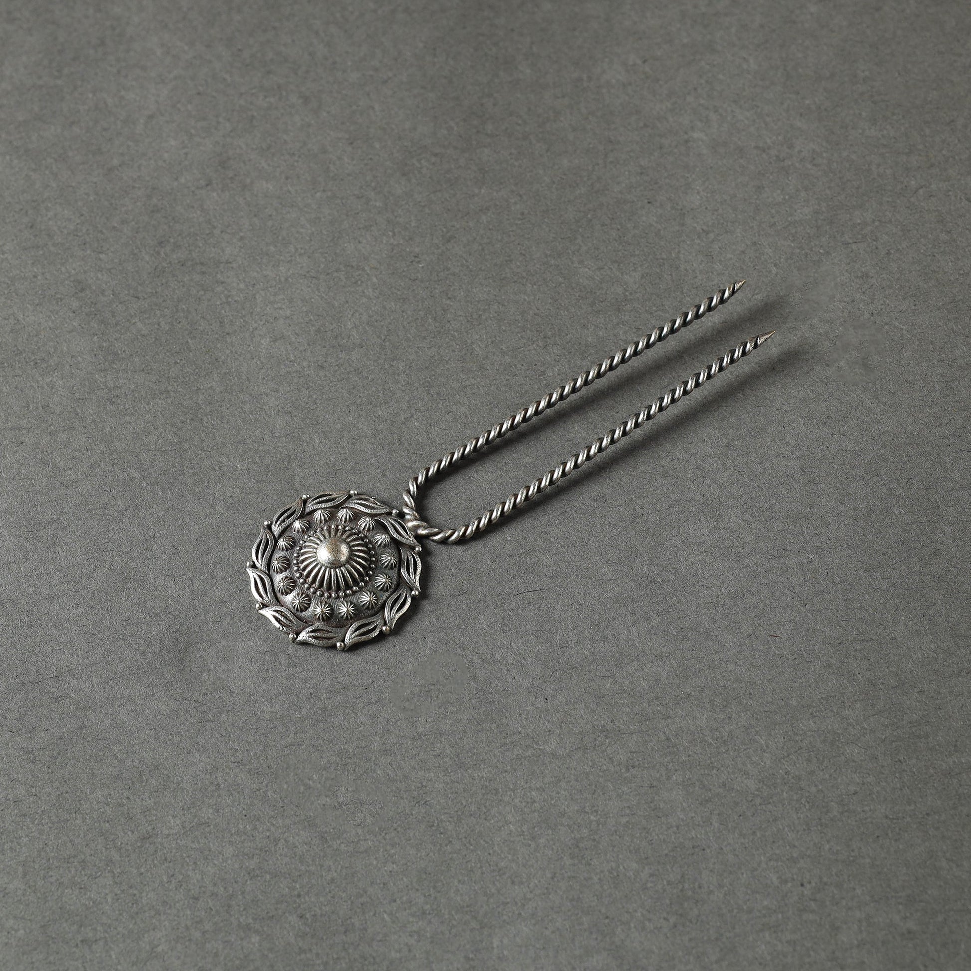 Antique Silver Finish Oxidised Brass Base Juda Pin