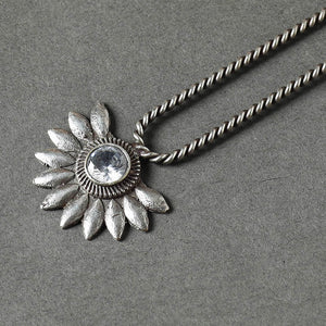 Antique Silver Finish Oxidised Brass Base Stone Work Juda Pin