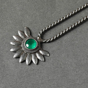 Antique Silver Finish Oxidised Brass Base Stone Work Juda Pin
