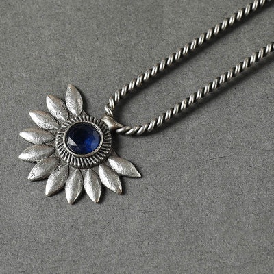 Antique Silver Finish Oxidised Brass Base Stone Work Juda Pin