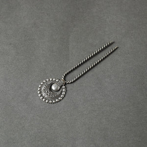 Antique Silver Finish Oxidised Brass Base Juda Pin