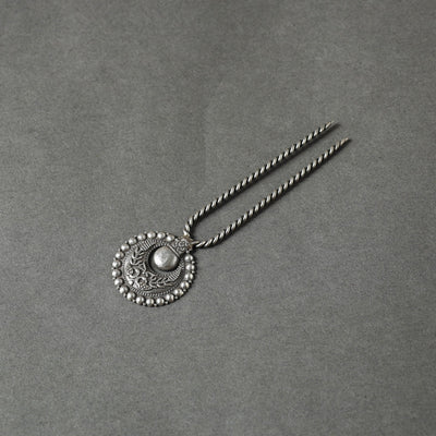 Antique Silver Finish Oxidised Brass Base Juda Pin