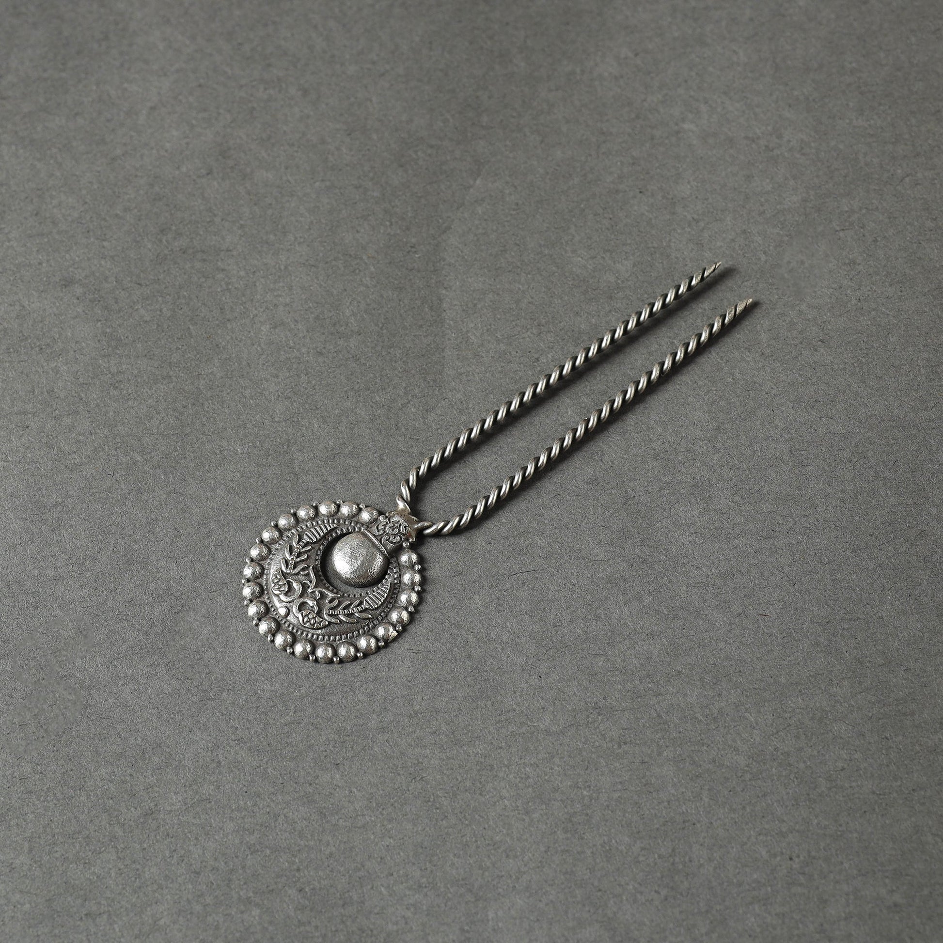 Antique Silver Finish Oxidised Brass Base Juda Pin