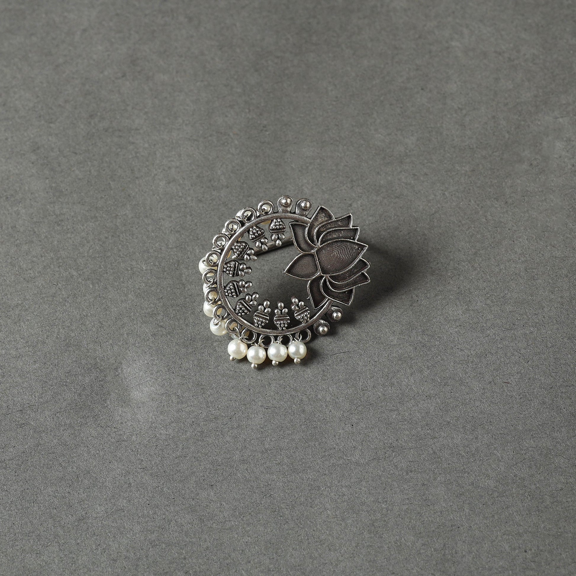 Antique Silver Finish Oxidised Brass Base Juda Pin