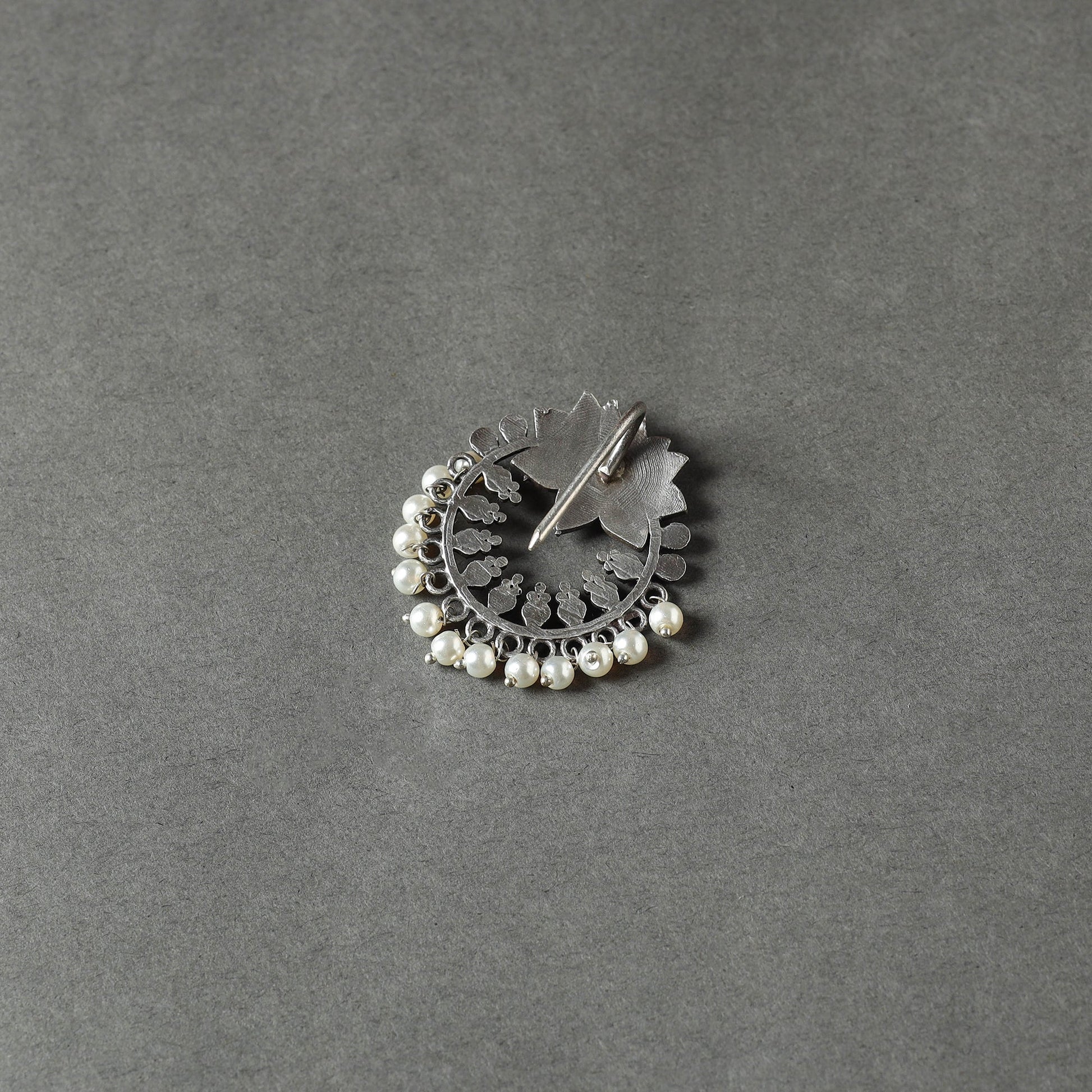 Antique Silver Finish Oxidised Brass Base Juda Pin