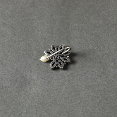Antique Silver Finish Oxidised Brass Base Stone Work Juda Pin