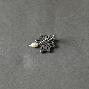 Antique Silver Finish Oxidised Brass Base Stone Work Juda Pin