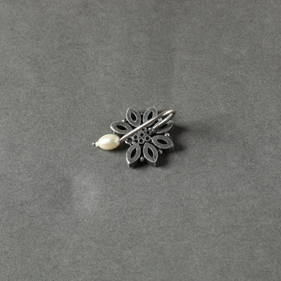Antique Silver Finish Oxidised Brass Base Stone Work Juda Pin