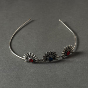 Antique Silver Finish Oxidised Brass Base Stone Work Hair Band