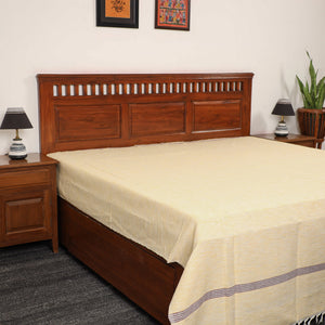 Beige - Pure Handloom Cotton Double Bed Cover (108 x 90 in) 36