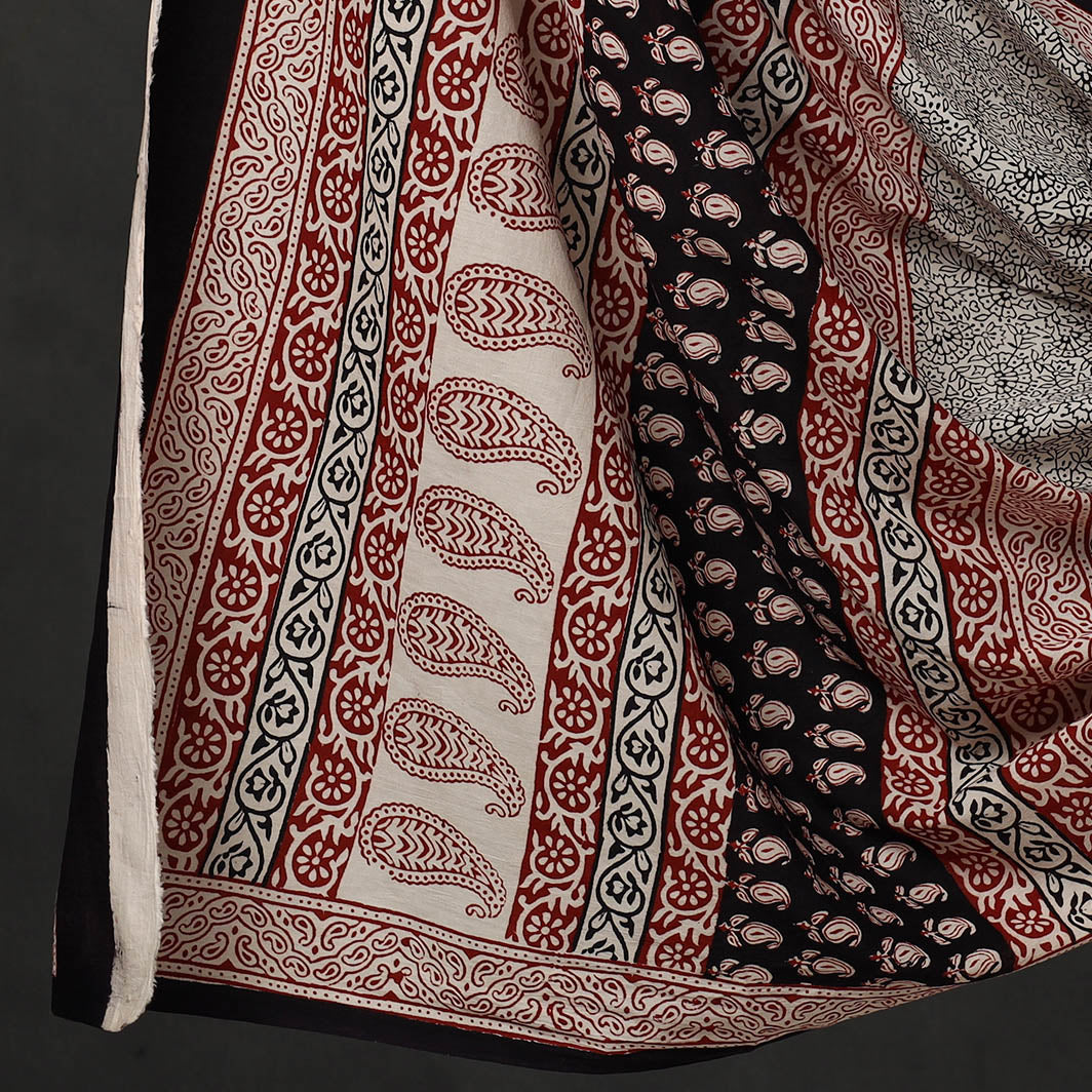 Black - 3pc Bagh Print Cotton Dress Material Set