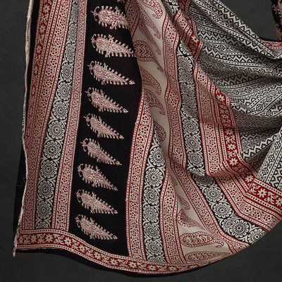 Black - 3pc Bagh Print Cotton Dress Material Set